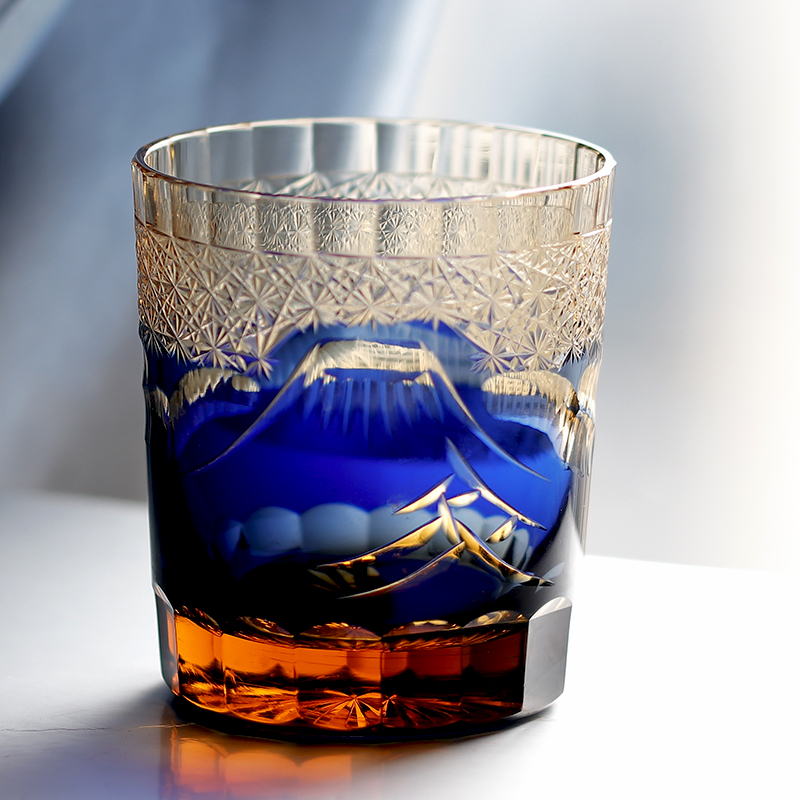 Yamazaki Home Bathroom Storage - Japanse Edo Kiriko Fuji Mountain Hand