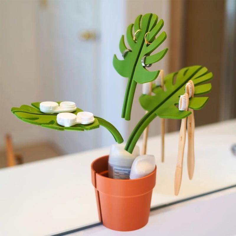 Home Bathroom Renovation - 【Mooi】Spiegel Monstera Badkamerorganizer Spiegel Sieraden Armbandhouder