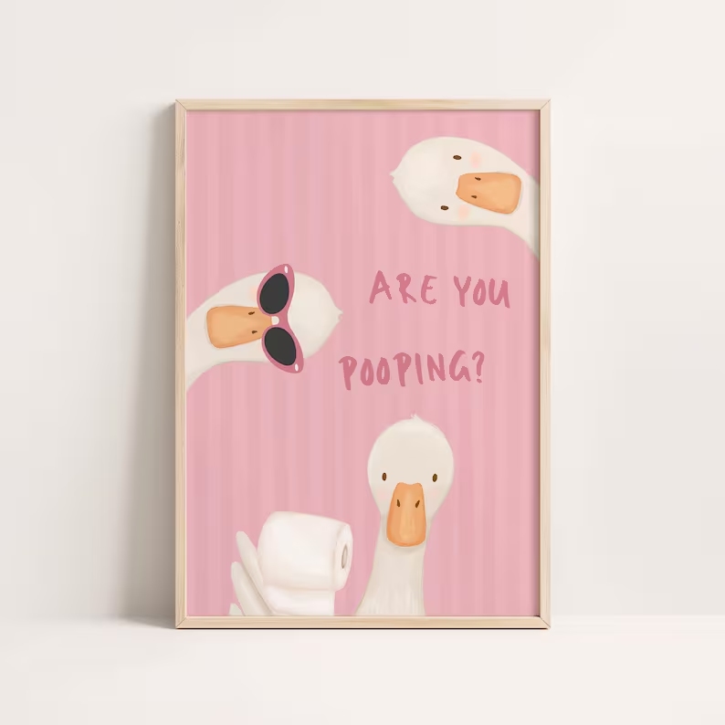 Home Bathroom Pictures - Moderne cartoon roze gestreepte kak gans