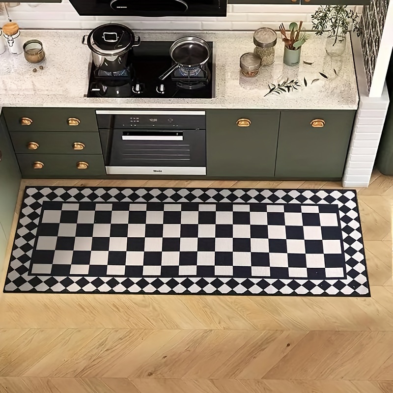 Home Bathroom Carpet - VIKAMA Zwart Wit Geruit Abstract Kunst