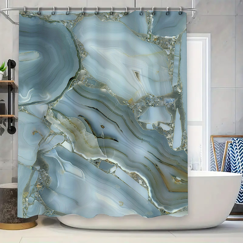 Home Bathroom Images - Blauw marmeren douchegordijn waterdicht badkamer decor