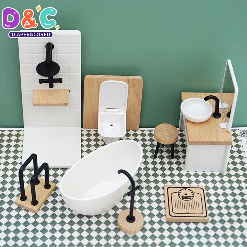 Home Bathroom Renovation - 1:6/1:12 Poppenhuis Miniatuur Badkamer Set Douche