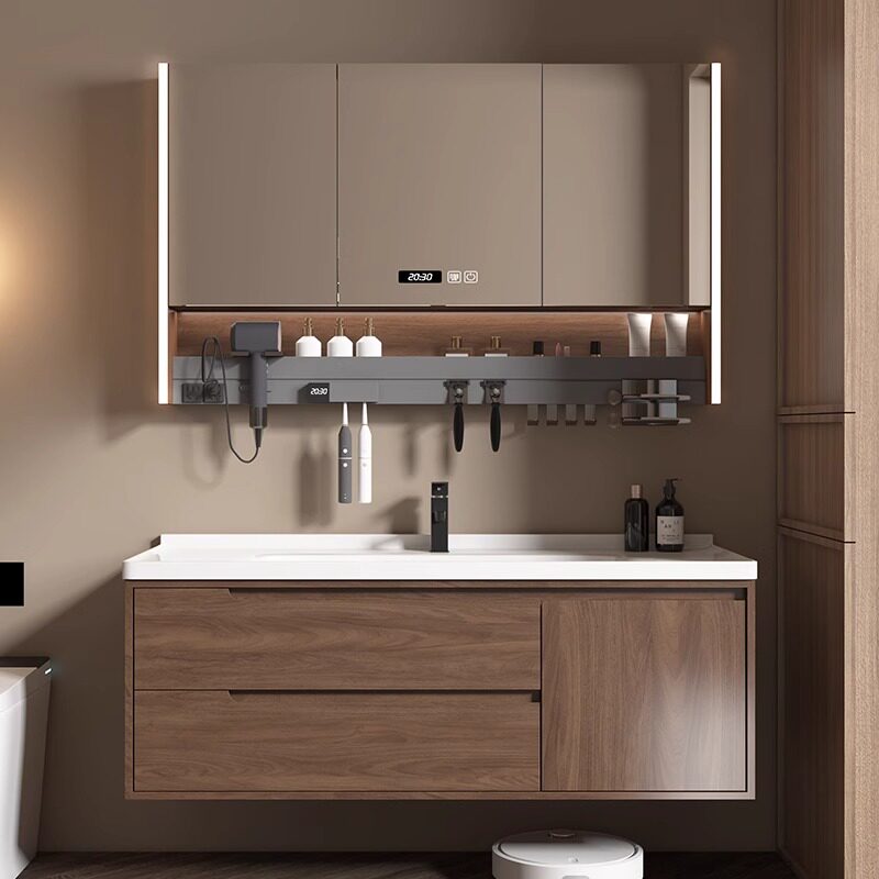 Home Bathroom Partition Wall - Houten moderne badkamerkast Luxe papieren laden
