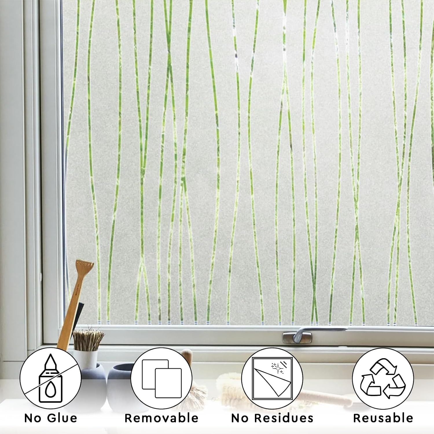 Streepmotief mat glas privacyf - Home Bathroom Window Tint recensie en prijs