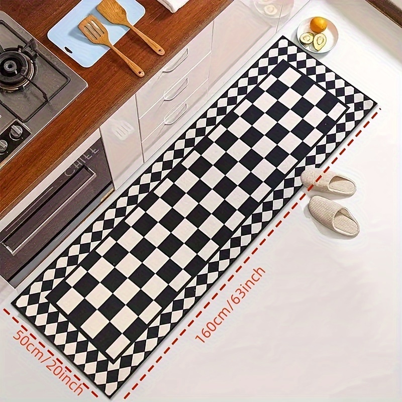 VIKAMA Zwart Wit Geruit Abstra - Home Bathroom Carpet recensie en prijs