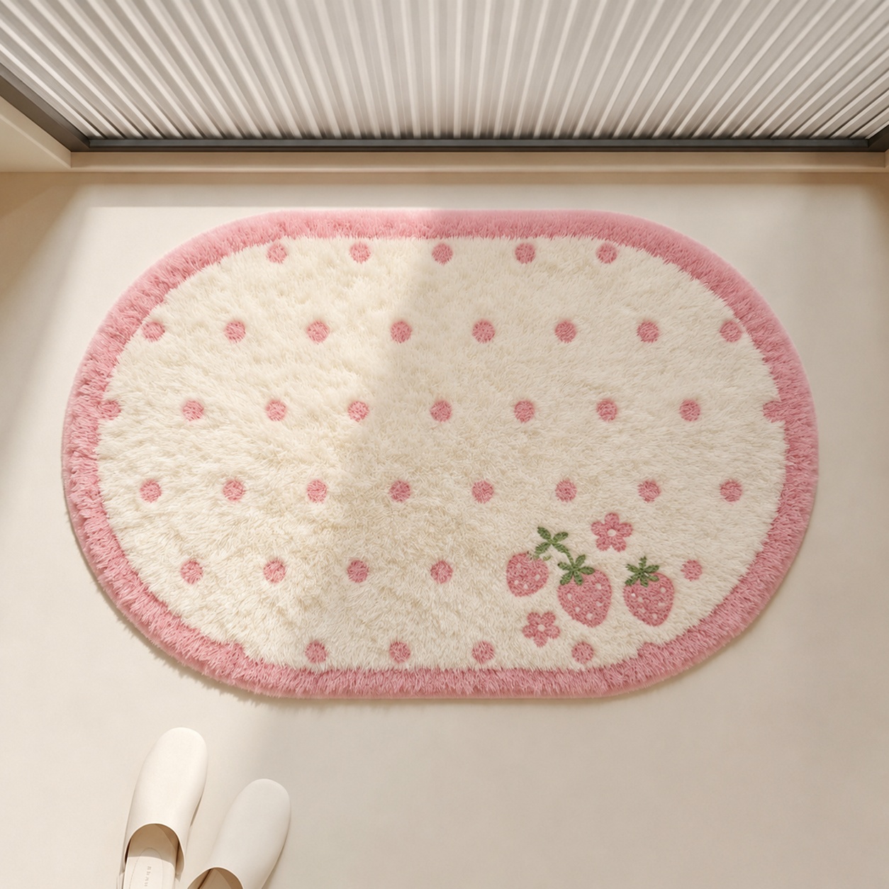 Roze aardbeien pluche badmat,  - Home Bathroom Carpet recensie en prijs