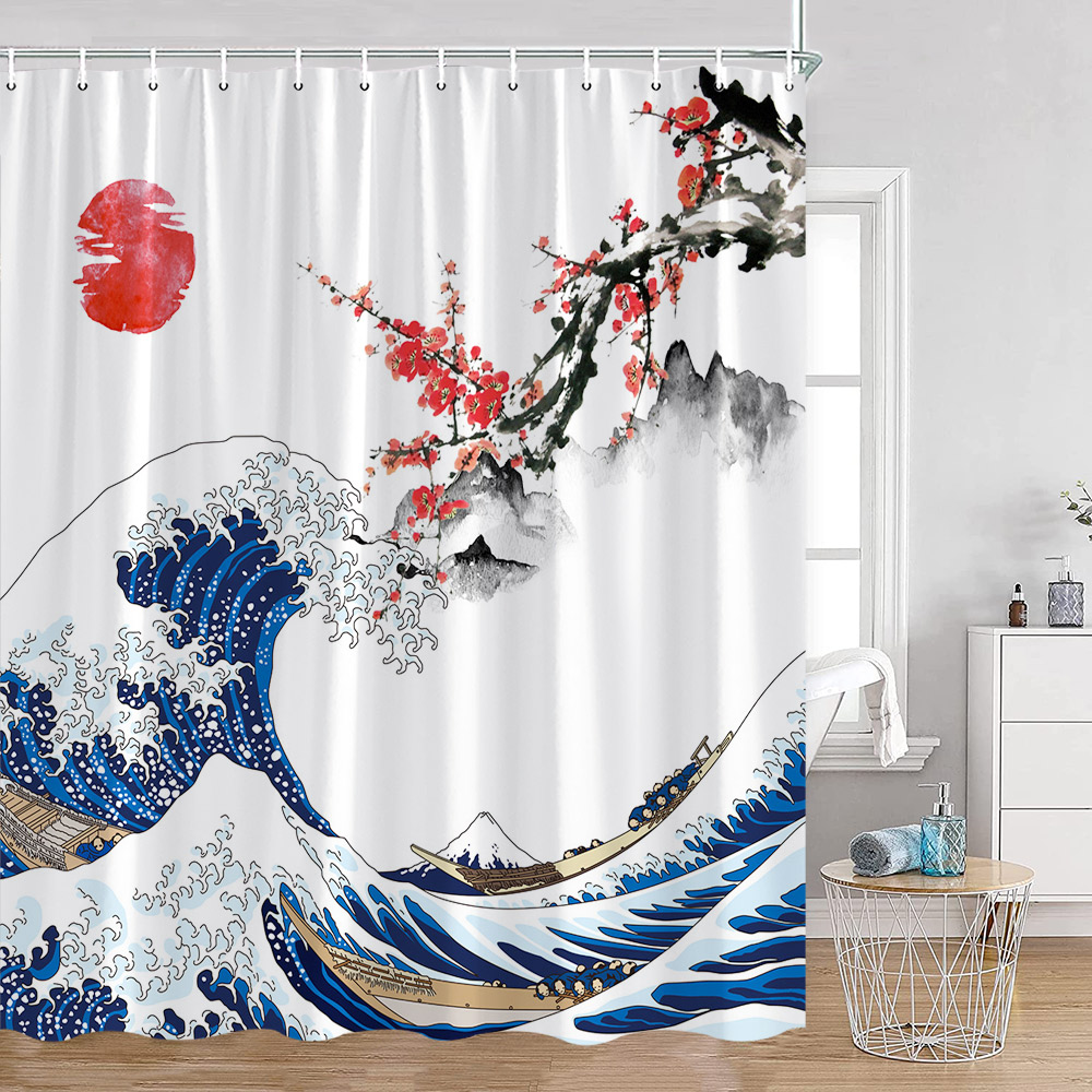 Japanse stijl douchegordijnen  - Japan Bathroom.Home recensie en prijs