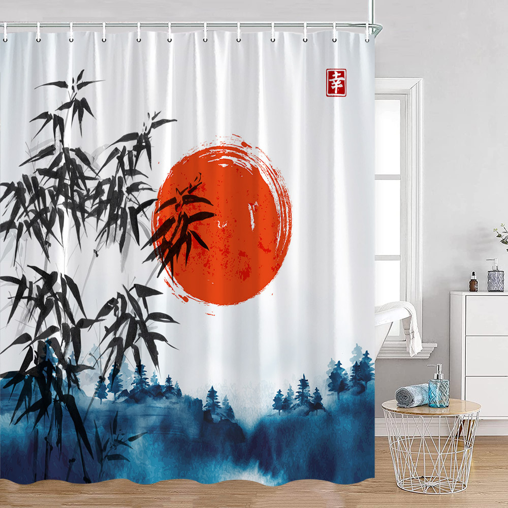 Japanse stijl douchegordijnen  - Japan Bathroom.Home recensie en prijs