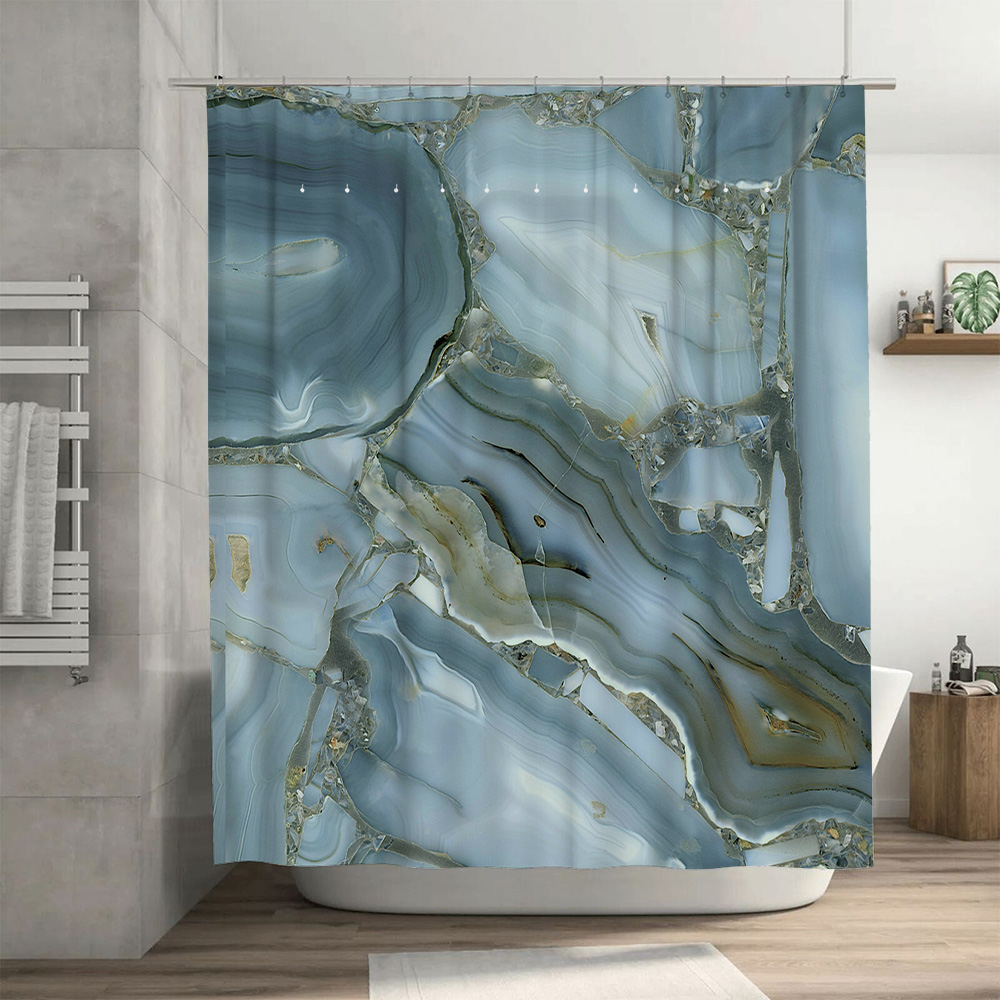 Blauw marmeren douchegordijn w - Home Bathroom Images recensie en prijs