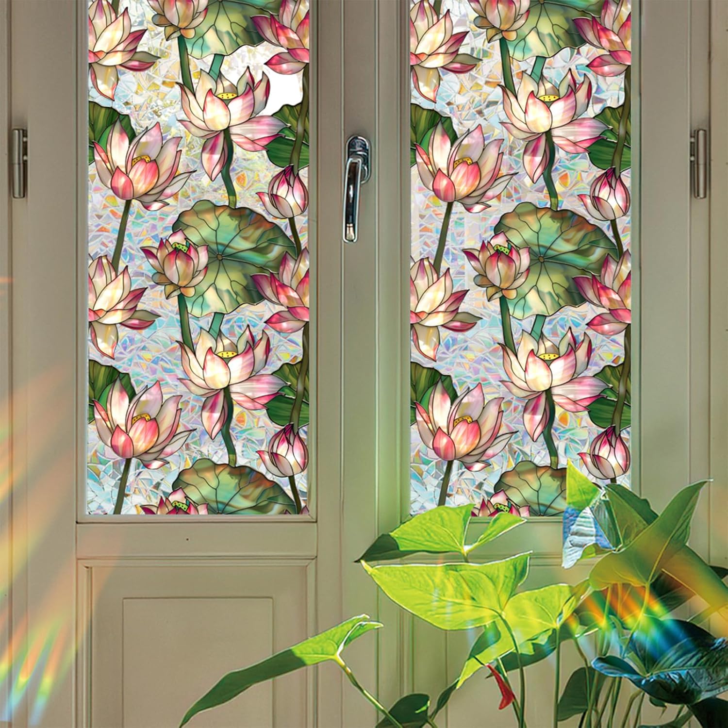 Lotusbloemen glas-in-lood raam - Home Bathroom Window Tint recensie en prijs
