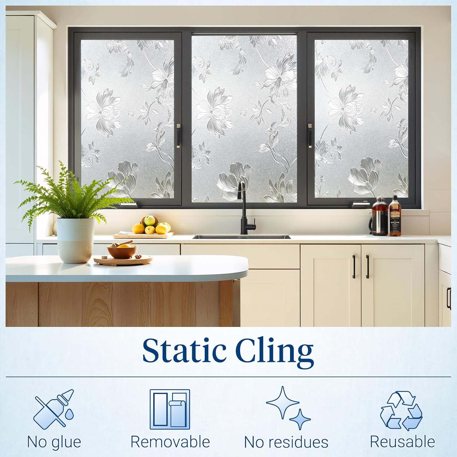 Bloemige, matglazen privacyfol - Home Bathroom Window Tint recensie en prijs