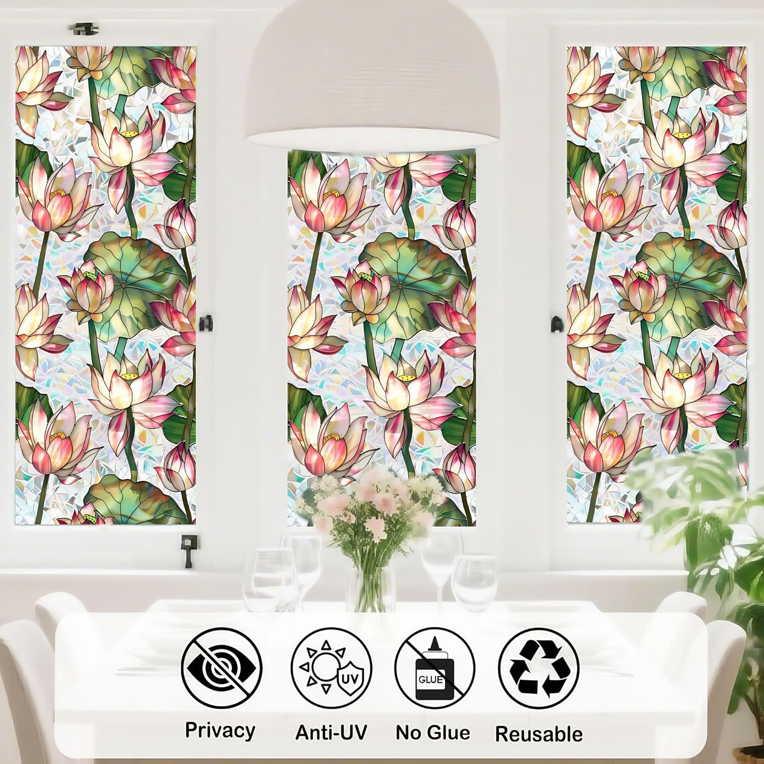 Rainbow Lotus glas-in-lood raa - Home Bathroom Window Tint recensie en prijs
