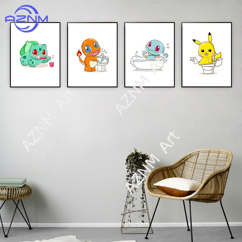 Pokemon Cartoon Grappig Canvas - Home Bathroom Pictures recensie en prijs